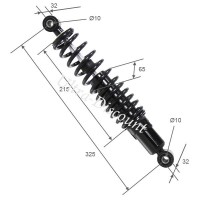 Stoßdämpfer hinten für Quad Shineray 200 ccm (schwarz , 330 mm)