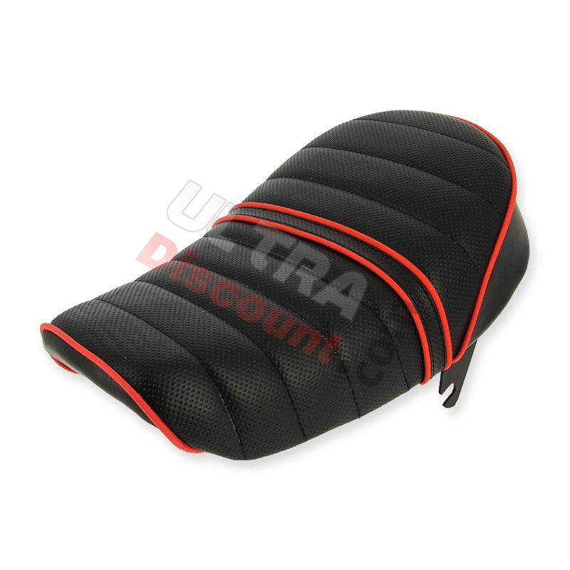 Sitzbank aus Leder Schwarz Rot für Monkey 50 ccm bis 125 ccm (Typ 3), Teile Monkey - Gorilla Sitzbank aus Leder Schwarz Rot für Monkey 50 ccm bis 125 ccm (Typ 3), Teile Monkey - Gorilla