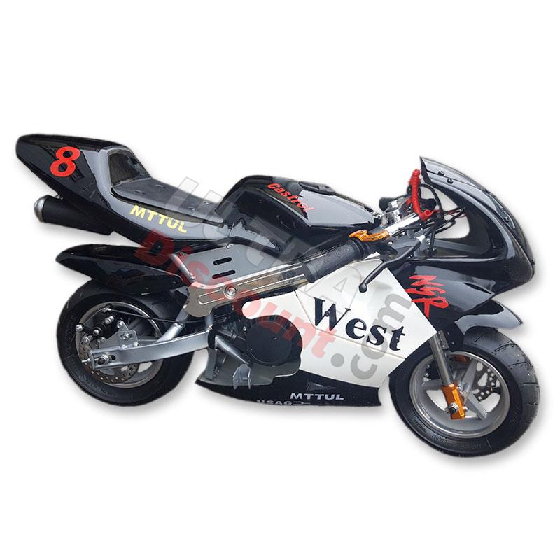 Pocket Bike 53ccm Hohe Qualität Schwarz und weiß, Ersatzteile Pocket bike