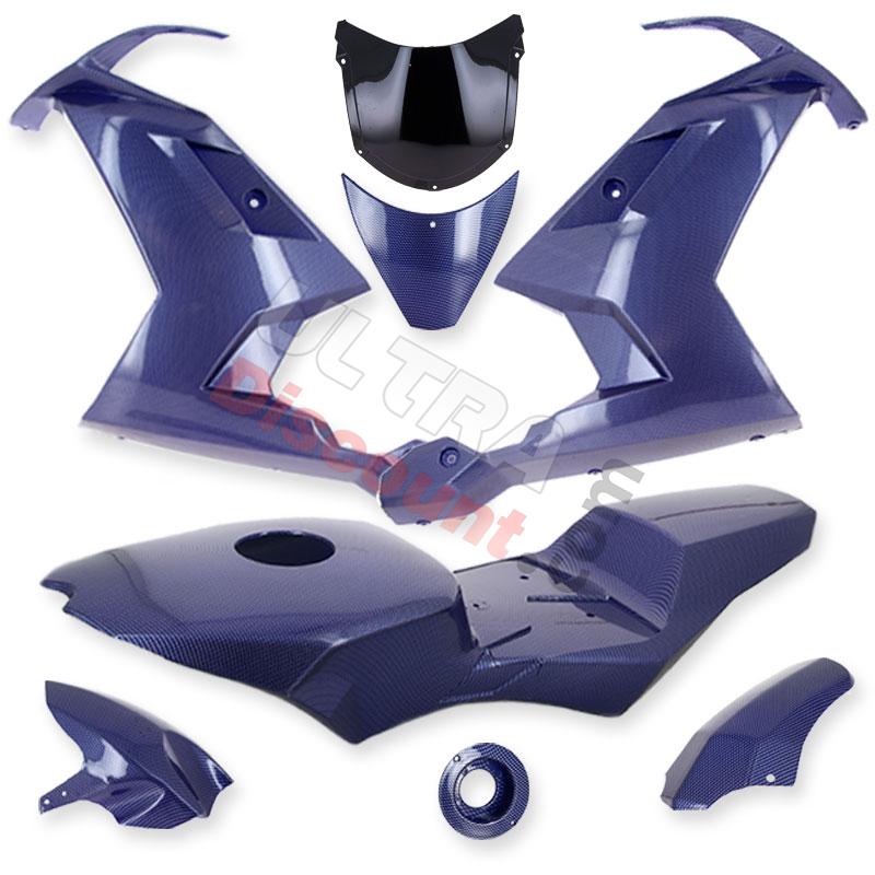 Verkleidung Kohlenfaser, blau, Sonderausgabe für pocket bike Nitro, Nitro Motorradteile