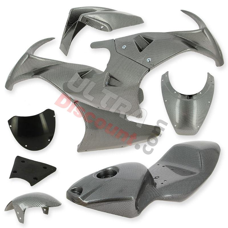 Verkleidung Kohlenfaser, metall, Sonderausgabe für pocket bike 47-49, Ersatzteile Pocket bike