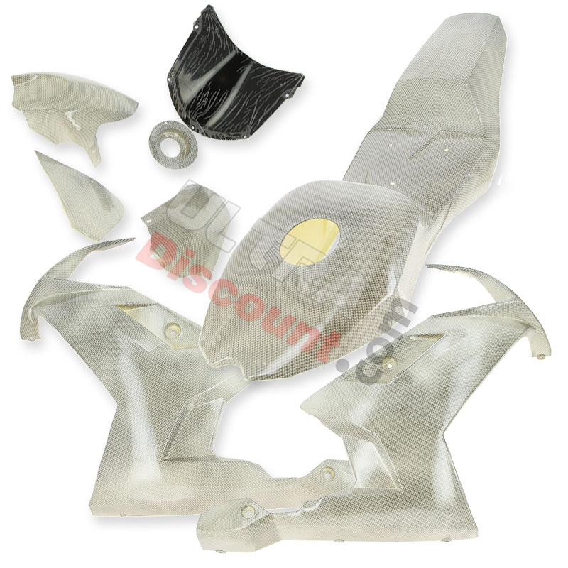 Verkleidung Kohlenfaser, weiß, Sonderausgabe für pocket bike MT4, Teile Pocket Blata MT4 Verkleidung Kohlenfaser, weiß, Sonderausgabe für pocket bike MT4, Teile Pocket Blata MT4