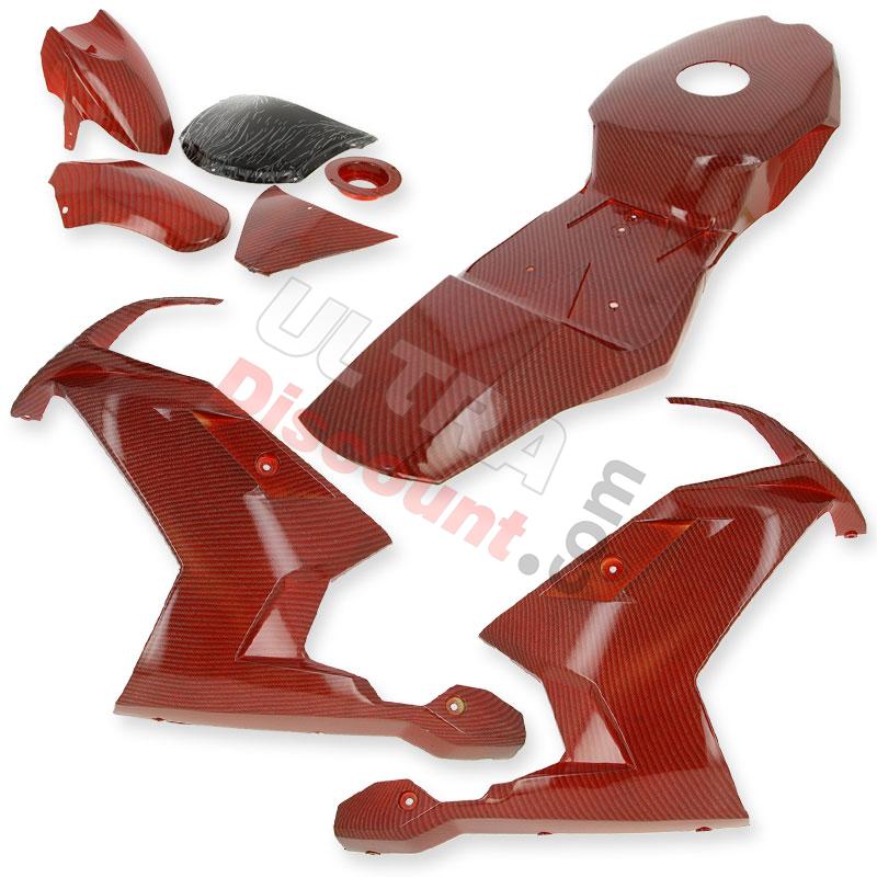 Verkleidung Kohlenfaser, rot, Sonderausgabe für pocket bike MT4, Teile Pocket Blata MT4