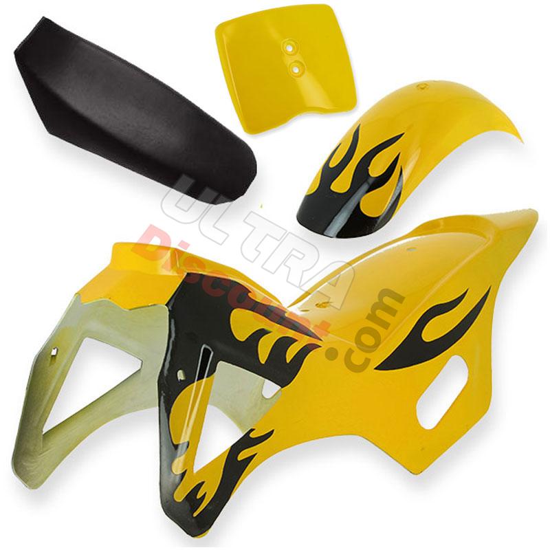 Verkleidung pocket bike cross (Gelb - schwarz, Typ 1), Pocket Cross Teile