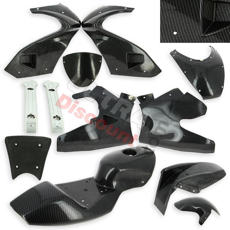 Verkleidung Kohlenfaser, schwarz, Sonderausgabe für pocket bike 47-49, Ersatzteile Pocket bike