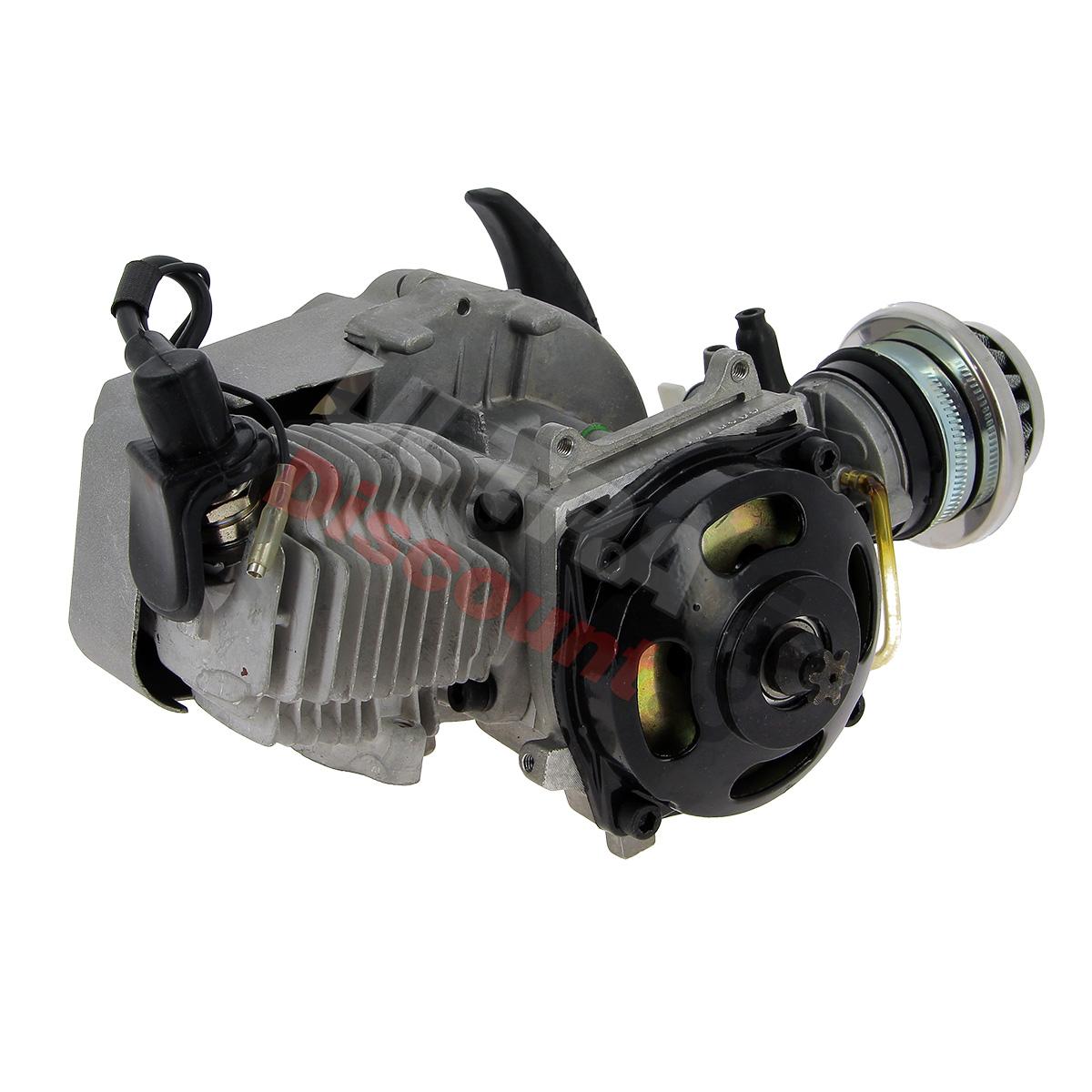 Motor 49 ccm + Anlasser alu + Filter Racing (Typ 2) für pocket bike, Ersatzteile Pocket bike
