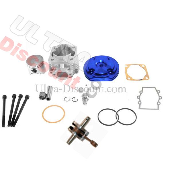 Kit 53 ccm 4 Schleusen + Kurbelwelle Racing Achse 10 mm Typ B blau, Ersatzteile Pocket bike Kit 53 ccm 4 Schleusen + Kurbelwelle Racing Achse 10 mm Typ B blau, Ersatzteile Pocket bike