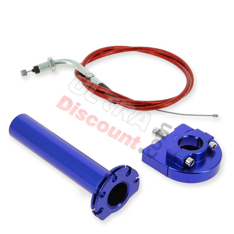 Gasgriff (schnell), blau, Qualitätsprodukt + Kabel (Rot), Ersatzteile Pocket bike