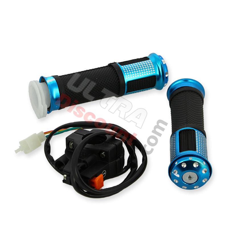 Griffe Tuning mit Ausschalter blau für Pockets Supermot, Teile Pockets Supermoto Griffe Tuning mit Ausschalter blau für Pockets Supermot, Teile Pockets Supermoto