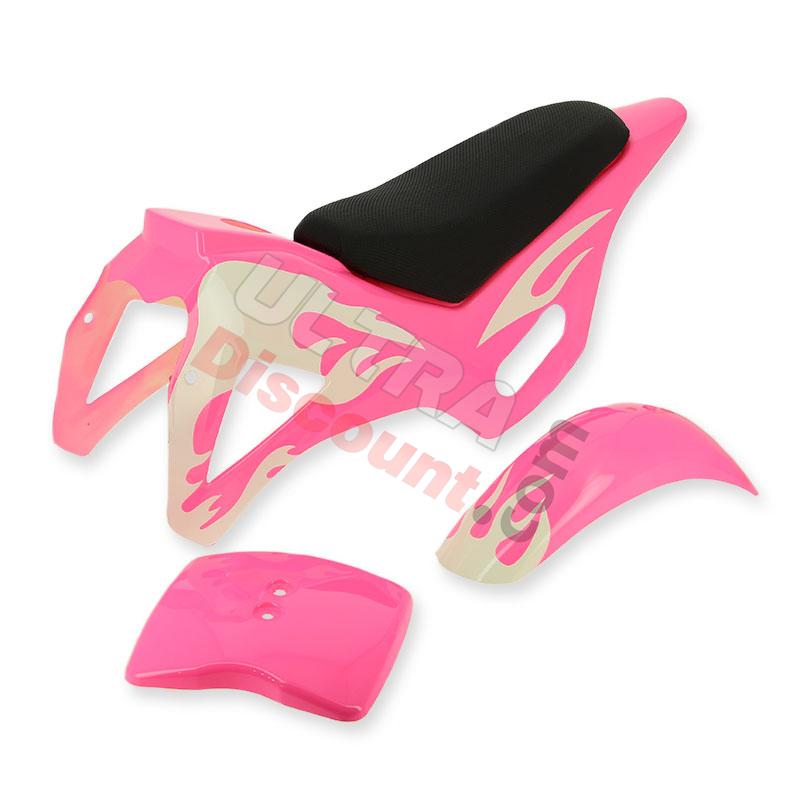 Verkleidung pocket bike cross (Rosa - Weiss, Typ 1), Pocket Cross Teile Verkleidung pocket bike cross (Rosa - Weiss, Typ 1), Pocket Cross Teile