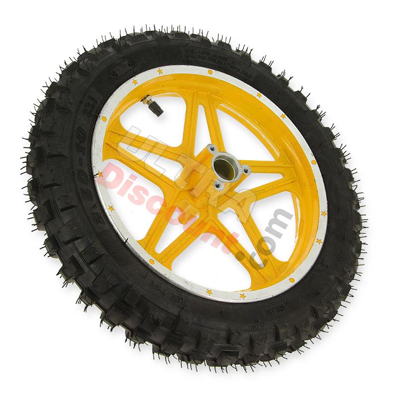 Komplettes Hinterrad Gelb für Pocket bike cross (10'', Typ 1), Dirt Nitro Teile