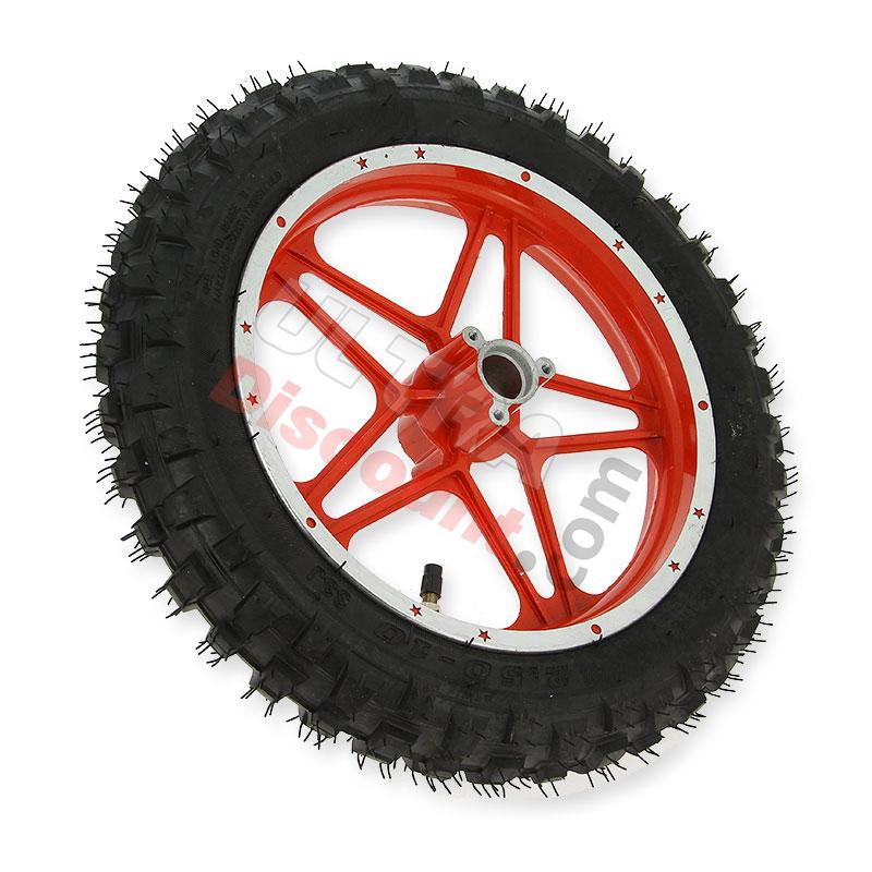 Komplettes Hinterrad rot für Pocket bike cross (10'', Typ 1), Dirt Nitro Teile