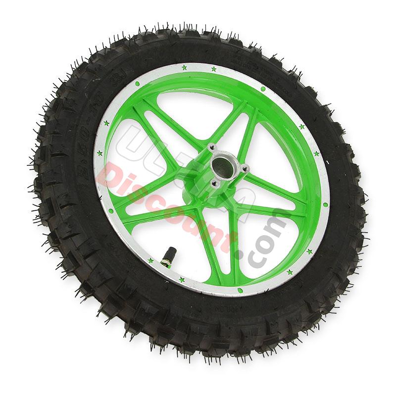 Komplettes Hinterrad Grün für Pocket bike cross (10'', Typ 1), Pocket Cross Teile