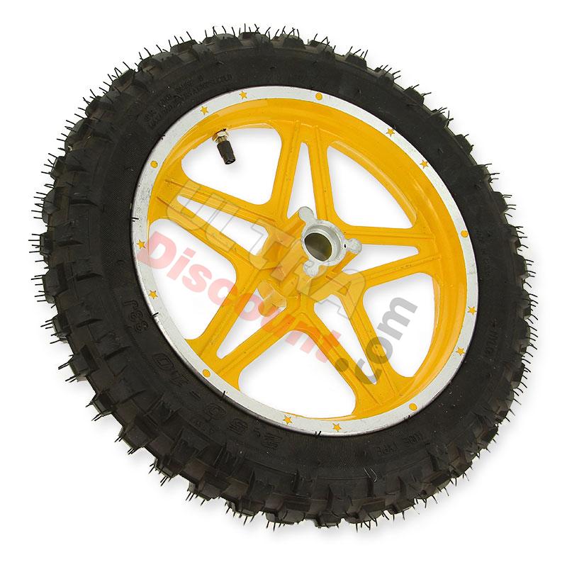 Vorderrad komplett Gelb für Pocket bike cross (10'', Typ 1), Pocket Cross Teile