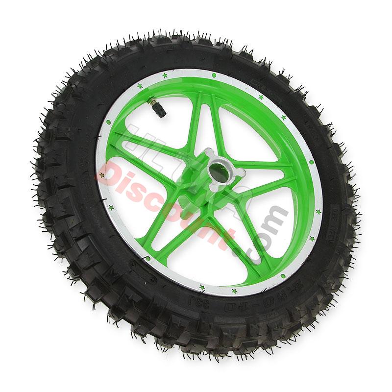 Vorderrad komplett Grün für Pocket bike cross (10'', Typ 1), Pocket Cross Teile