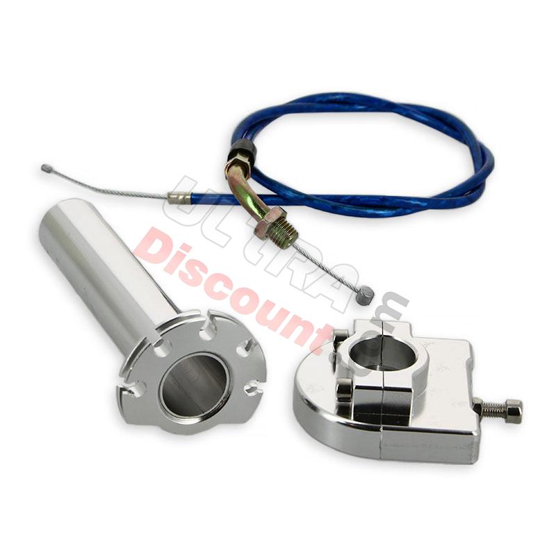 Gasgriff (schnell), alu, Qualitätsprodukt + Kabel, blau, Ersatzteile YAMAHA PW50