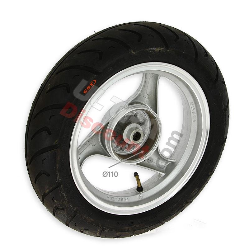 Rad hinten komplett für chinesischen Skooter (Silber  - typ 1), Chinesische Motorroller Teile