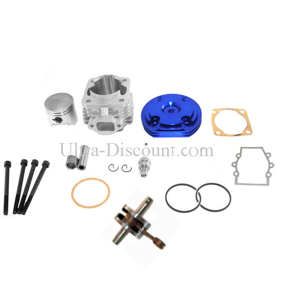 Kit 53 ccm 4 Schleusen + Kurbelwelle Racing Achse 10 mm (Typ B blau), Pocket Cross Teile Kit 53 ccm 4 Schleusen + Kurbelwelle Racing Achse 10 mm (Typ B blau), Pocket Cross Teile