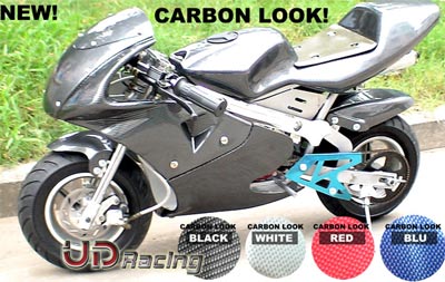 Verkleidung Kohlenfaser, weiß, Sonderausgabe für pocket bike 47-49 ccm
