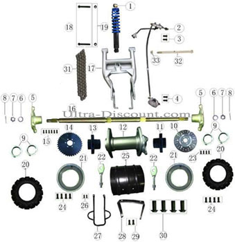 Kettenkranz für Quad 200 ccm 46 Z Kette 428